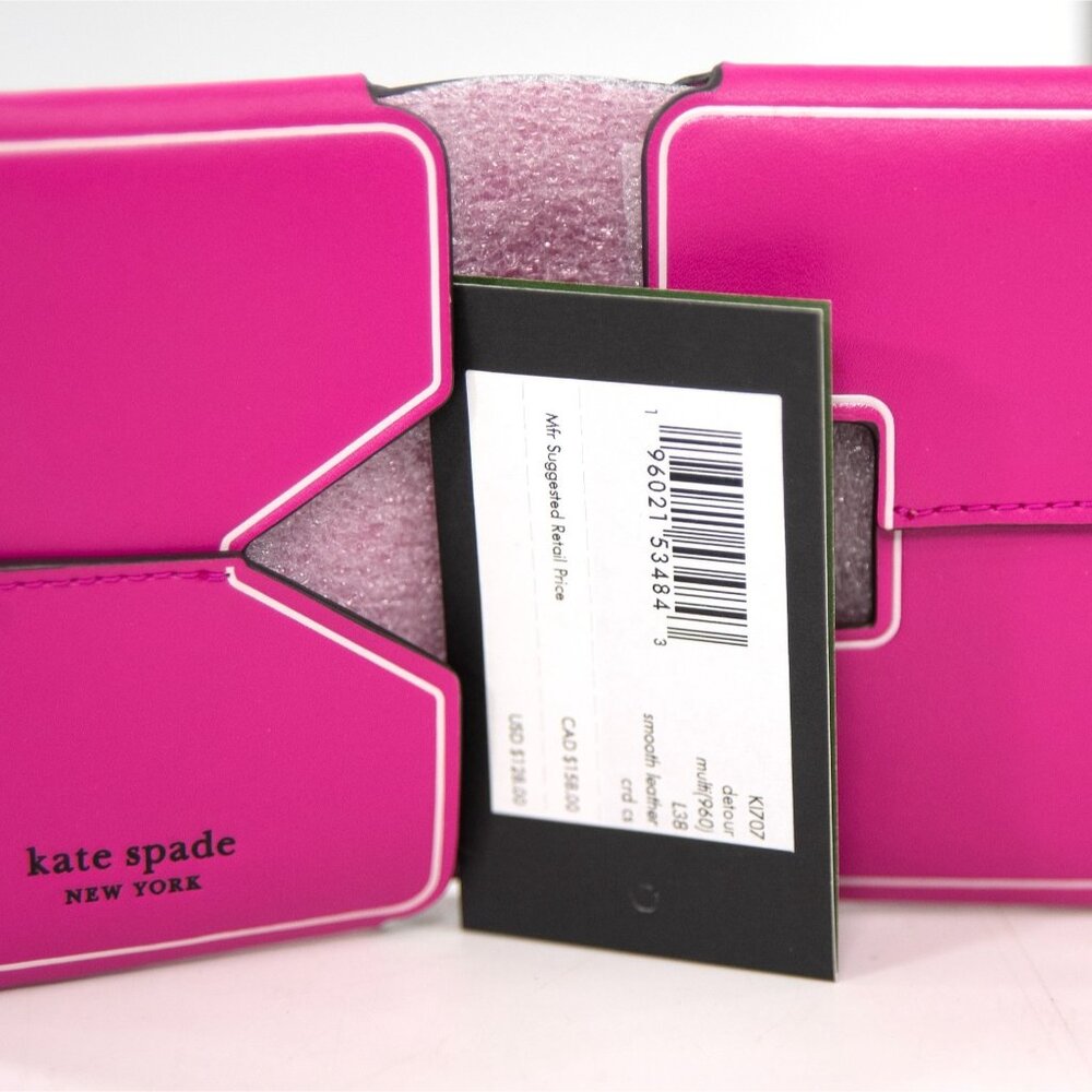 Kate Spade Detour Orange Pink Leather Zip Around Bifold Novelty Wallet NWT - Picture 4 of 6